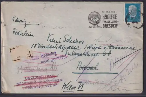 Postsache Deutsches Reich Brief EF Hindenburg Maschinenst. Dresden Hygiene nach