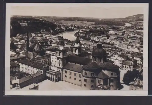 Ansichtskarte Salzburg Totalansicht Salzach Fluss Österreich Stempel Reklame