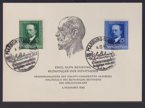 Deutsches Reich Brief 760-1 Behring Serologe Nobelpreis Sonderkarte SST Marburg
