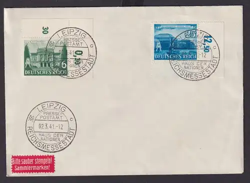 Deutsches Reich Brief Bogenecke Eckrand 765 767 Messe SST Leipzig Presse Postamt