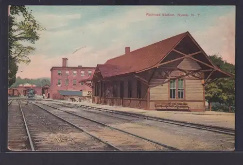 Ansichtskarte Nyack New York Rockland County USA Bahnhof Railroad Station nach