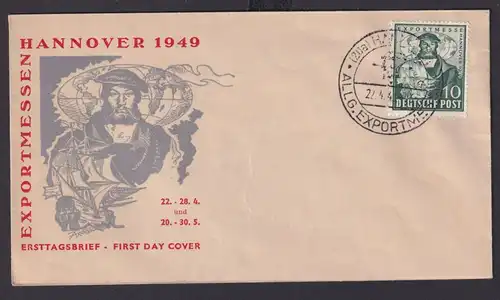 Besetzung Bizone Brief Hannover Exportmesse schöner FDC 22.4.1949