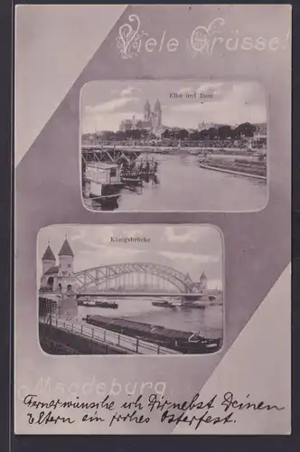 Ansichtskarte Magdeburg Elbe Dom Königsbrücke Sachsen Anhalt nach Stützerbach