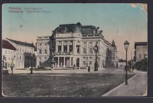 Ansichtskarte Pressburg Bratislawa Städtisches Theater Slowakei Marke entfernt