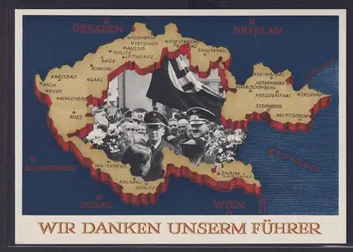 Deutsches Reich Propaganda Ganzsache Breslau Schlesien Landkarte ab Borna