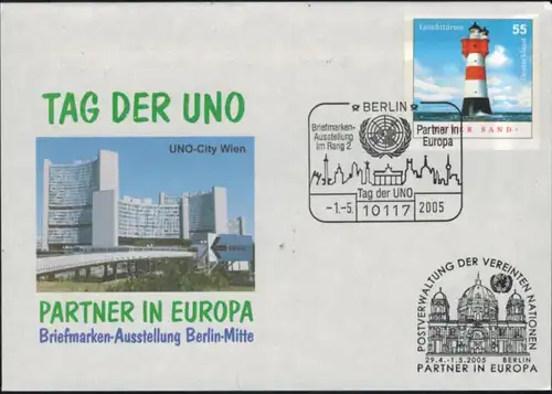 Bund Ganzsache Leuchtturm UNO Briefmarkenausstellung Brandenburger Tor 2005