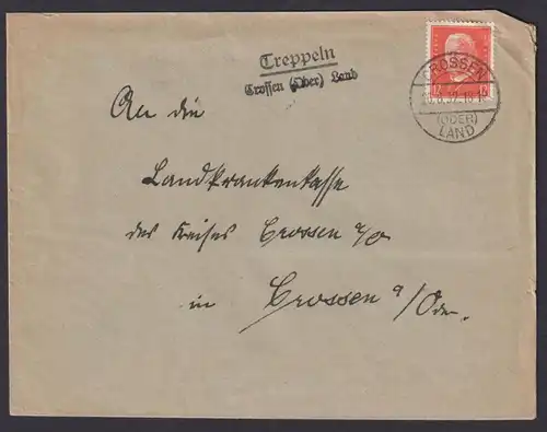 Treppeln über Crossen Oder Land Brandenburg Deutsches Reich Brief
