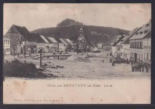 Ansichtskarte Neustadt am Kulm Ortsansicht Teich Berge Bayern nach Speichersdorf