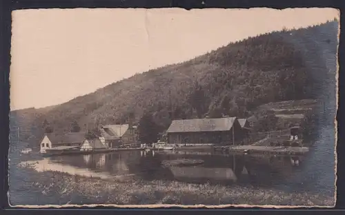 Ansichtskarte Jena Alte Häuser Fachwerk Teich Wald Landschaft nach Berlin