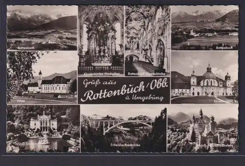 Ansichtskarte Rottenbuch Schloß Linderhof Wieskirche Kloster Ettal Echelsbacher