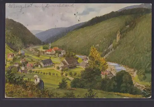 Ansichtskarte Künstlerkarte Sign. Hoffmann Schönmünzach Murgtal Landschaft Berge