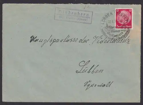 Hindenberg über Lübben Spreewald Brandenburg Deutsches Reich Brief