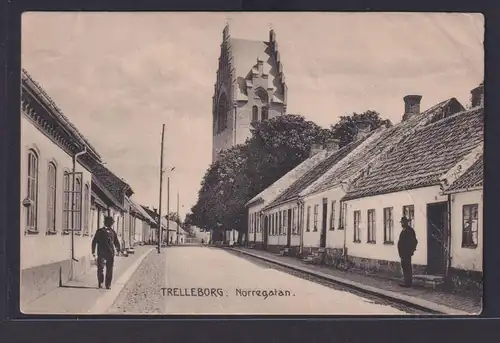 Ansichtskarte Trelleborg Schweden Norregatan Strassenansicht Kirche Religion
