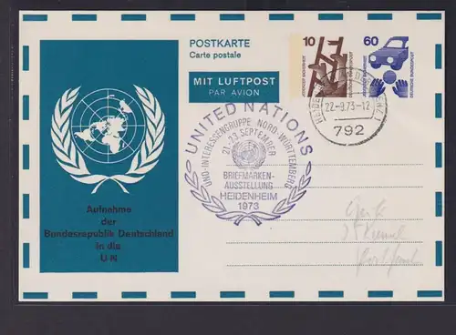 Bund R Brief Privatganzsache 2 Wertstempel Unfallverhütung UN Vereinte Nationen