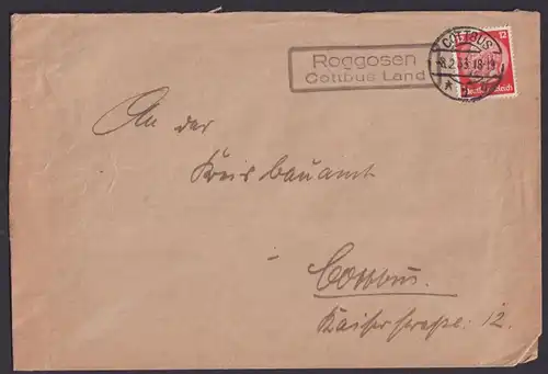 Roggosen über Cottbus Land Brandenburg Deutsches Reich Brief Landpoststempel