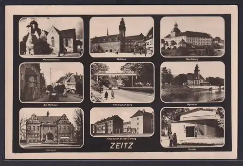 Ansichtskarte Zeitz Moritzburg Rathaus Michaeli Kirche Volksbad Bahnhof