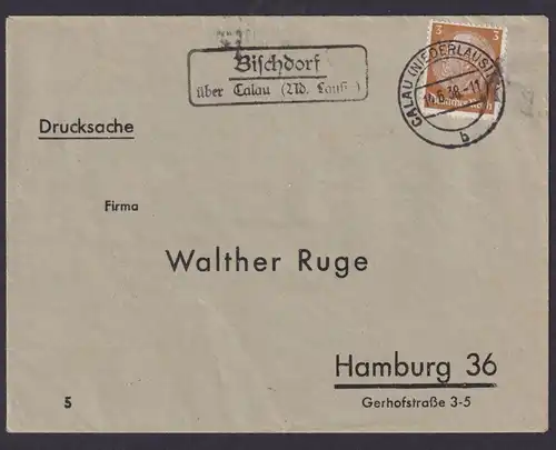 Bischdorf über Calau Nieder Lausitz Brandenburg Deutsches Reich Brief
