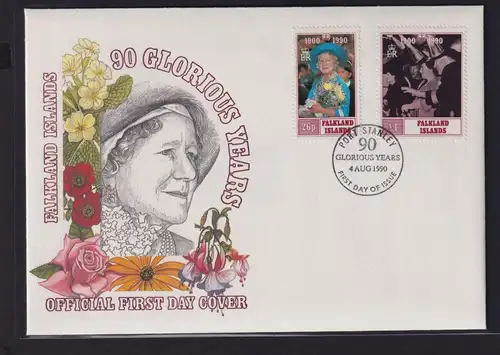 Falklandinseln attr. Brief 90. Geburtstag Queen Elisabeth FDC 4.8.1990