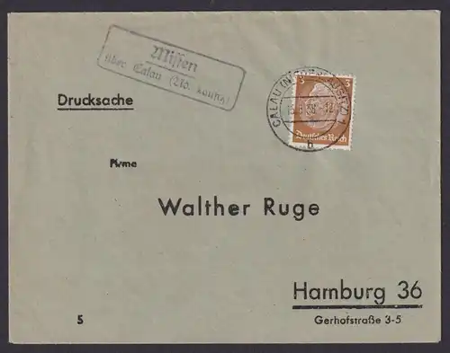 Missen über Calau Niederlausitz Brandenburg Deutsches Reich Brief