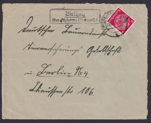Birkholz über Friedeberg Neumark Brandenburg Deutsches Reich Brief