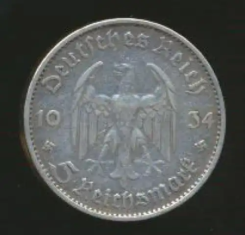 Silber Münze Deutsches Reich 5 Reichsmark Eröffnung Reichstag 1934 356 D