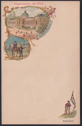 Lithographie Menu Klappkarte Frankreich Paris Exposition de 1900 ungebraucht