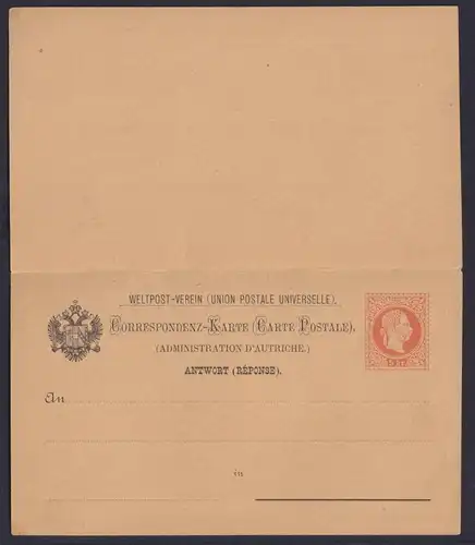 Österreich Ganzsache Frage & Antwort 5 Kr. Kaiser Franz Joseph