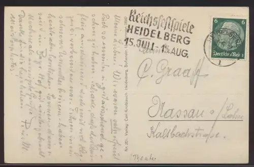 Sport Reich Ansichtskarte Hindenburg SST Reichsfestspiele Heidelberg