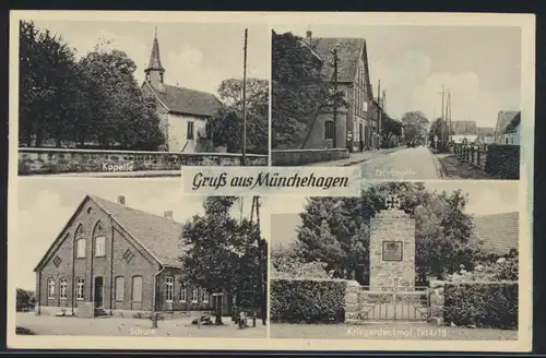 Ansichtskarte Münchehagen Schule Kapelle Kriegerdenkmal Hannover Rehburg-Loccum