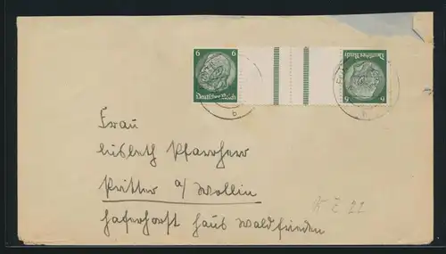 Deutsches Reich Zusammendruck Brief Hindenburg Kehrdruck 26.2.1942
