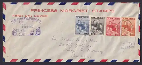 Curacao Zensur Brief Prinzessin Margret Willemstad FDC Niederlande Kolonien