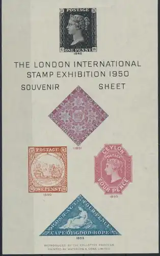 Großbritannien The London International Stamp Exhibition Souvenir Sheet 1950 Bug