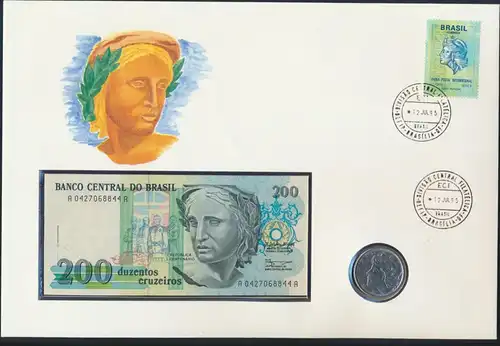 Geldschein Banknote Banknotenbrief Brasilien 1995 schön und exotisches Motiv