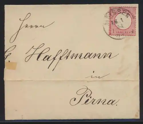 Deutsches Reich Brustschild Brief 19 ab Meissen nach Pirna