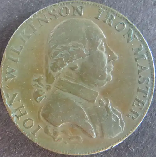 Münze Großbritannien 1790 - Half Penny John Wilkison Iron Master Kupfer ss