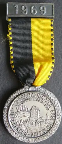 Münze Sport Medaille 1. Internationaler Volkslauf Oberhessen Volkslauf 1969 1899