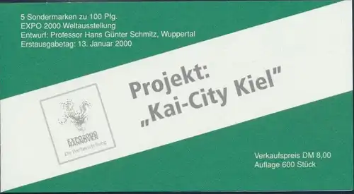 Sammelheftchen Markenheftchen Kiel 2089 SST Kai-City Kiel Auflage nur 600 Stück