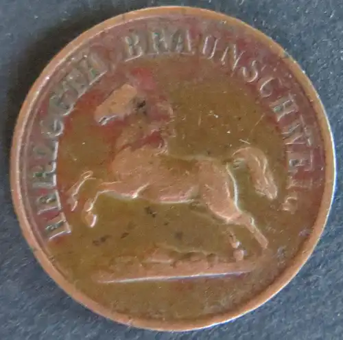 Münze Braunschweig 90 - 2 Pfennig Scheidemünze 1859 Sachsenroß Kupfer ss