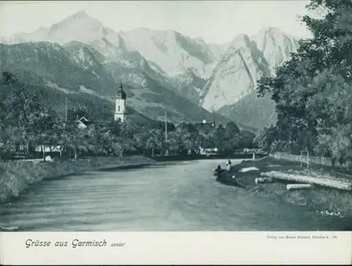 Alte Ansichtskarte Garmisch Bayern Großformat 32x23,8cm ca. 1910 Verlag Fränkel