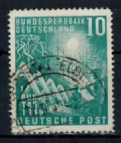Bund 111 10 Pfg. Bundestag 1949 sauber gestempelt