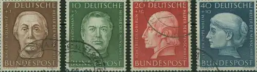 Bundrepublik 200-203 BRD Wohlfahrt Helfer der Menschheit 1954 sauber gestempelt