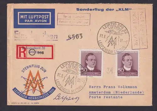 Briefmarken Flugpost DDR R Brief MEF 535 Sonder R Zettel Bahnpostamt Leipzig