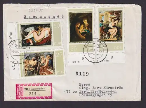 Briefmarken Druckvermerk DDR R Brief MIF Finsterwalde Nach Partille Schweden