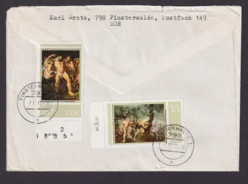 Briefmarken Druckvermerk DDR R Brief MIF Finsterwalde Nach Partille Schweden