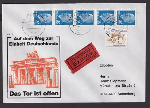 Briefmarken DDR Brief Einheit Deutschland Berlin Brandenburger Tor ab Sonneberg