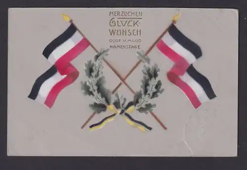 Ansichtskarte Namenstag Deutsche Reichsfahne ab Neuburg Bayern n. Nürnberg