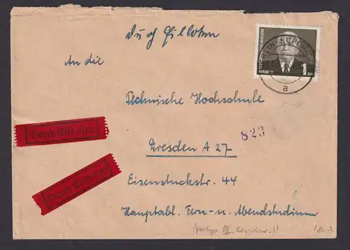 Briefmarken DDR Eilboten Brief Pieck III 1 DM 342 Berlin Köpenick nach Dresden