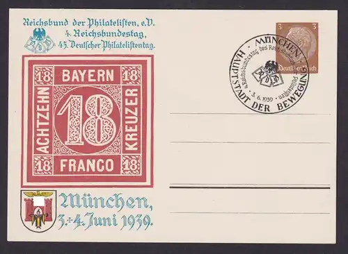 Deutsches Reich Privatganzsache München Philatelie Reichsbundestag 1939