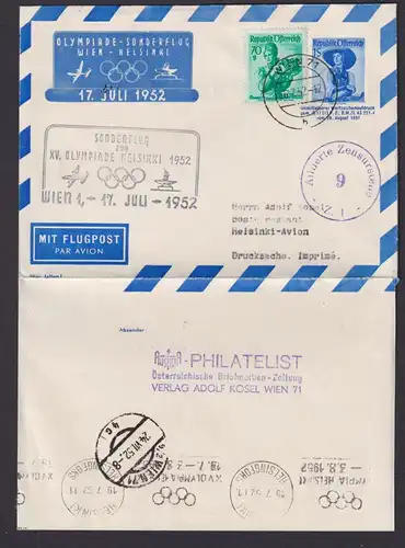 Flugpost Air mail Österreich Privatganzsache Olympia Sport Sonderflug Wien