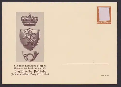 Briefmarken Deutsches Reich Privatganzsache PP 152 E 3 Greiz Luxus ungebraucht